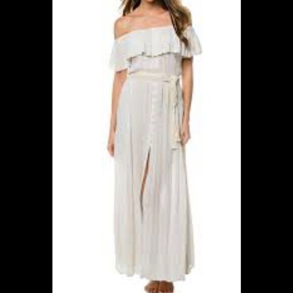 Z & L Europe Ivory Off The Shoulder Maxi Dress L - Picture 1 of 16